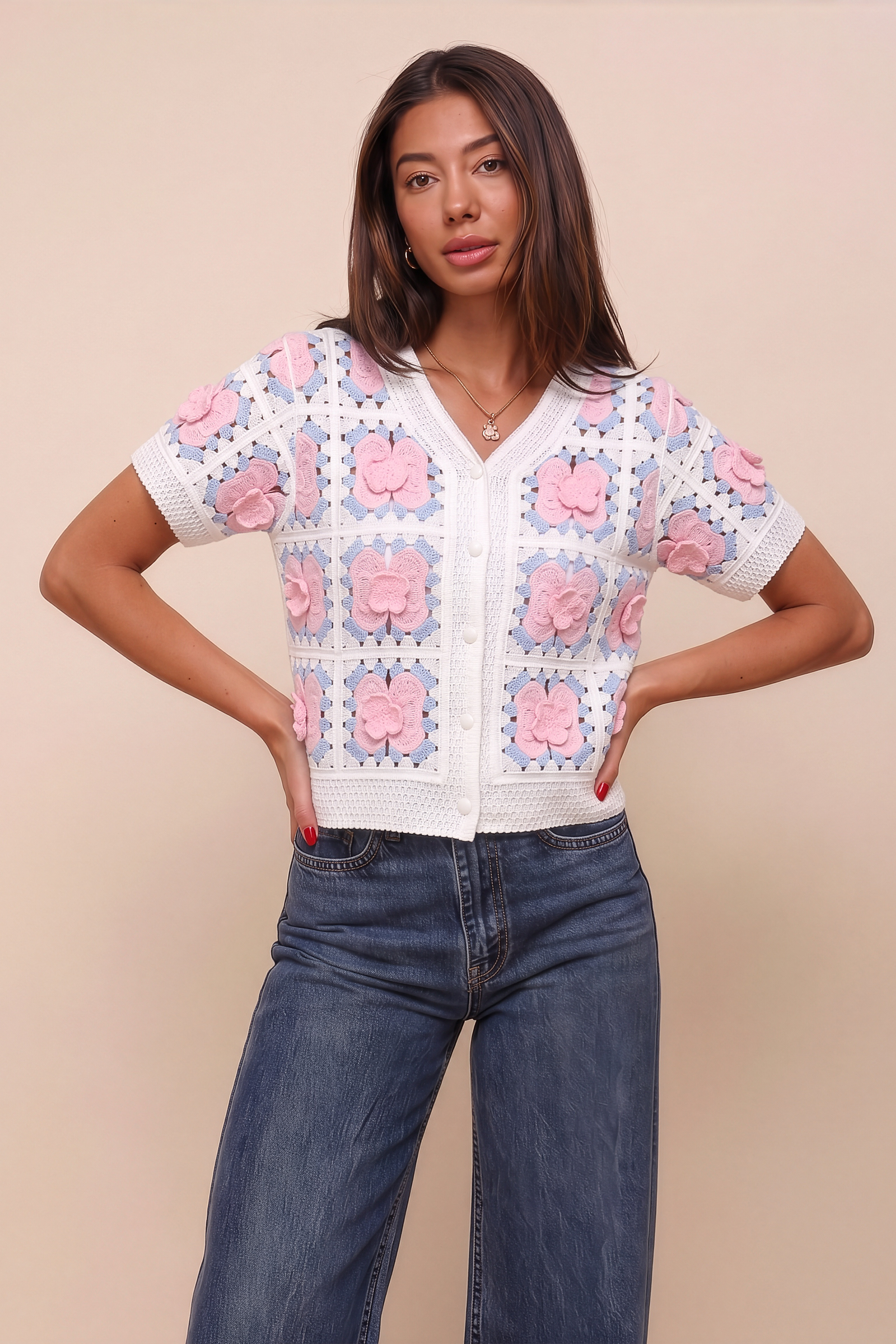 Delicate Pink Floral Blouse