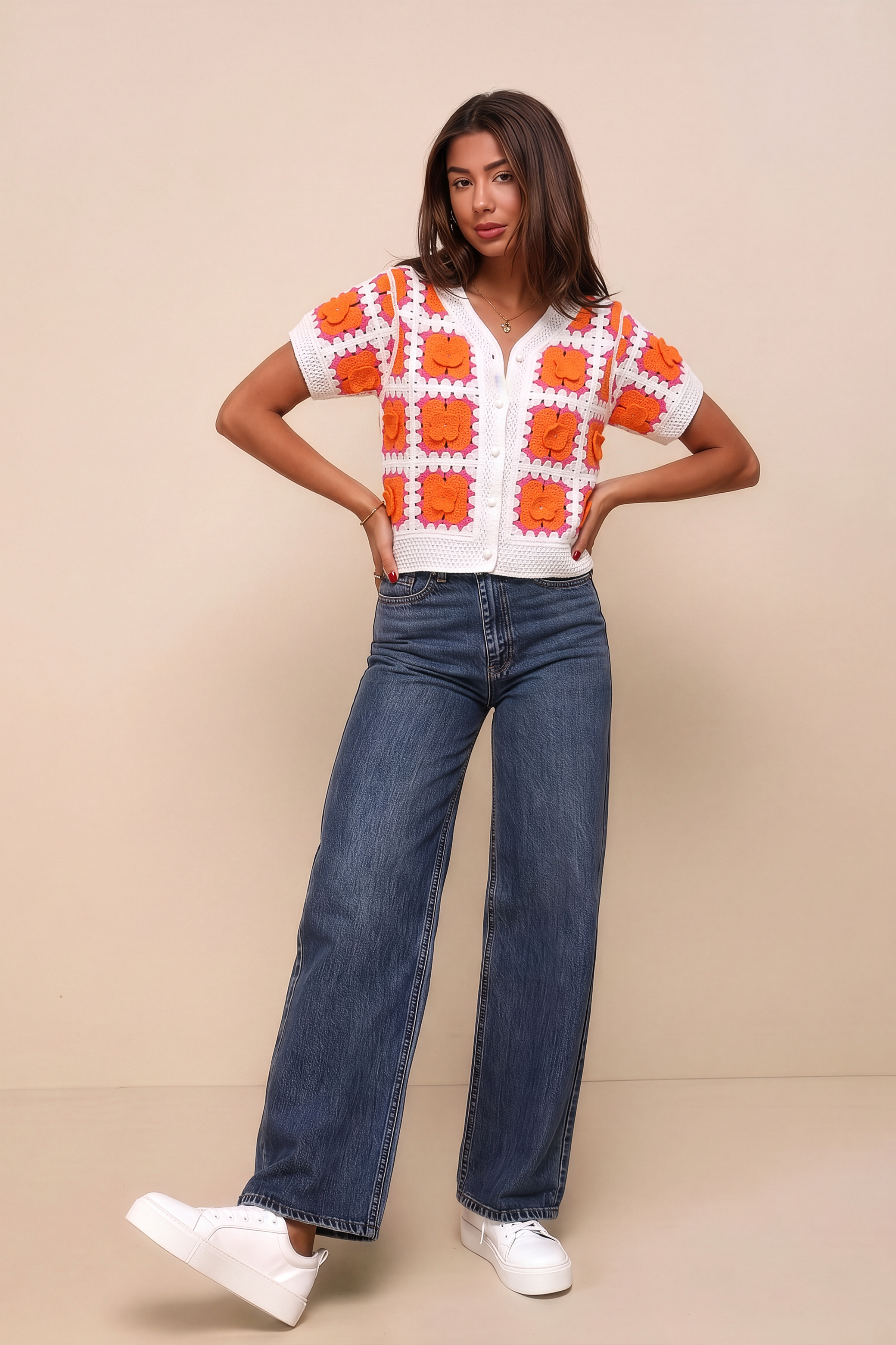 Delicate Orange Floral Blouse