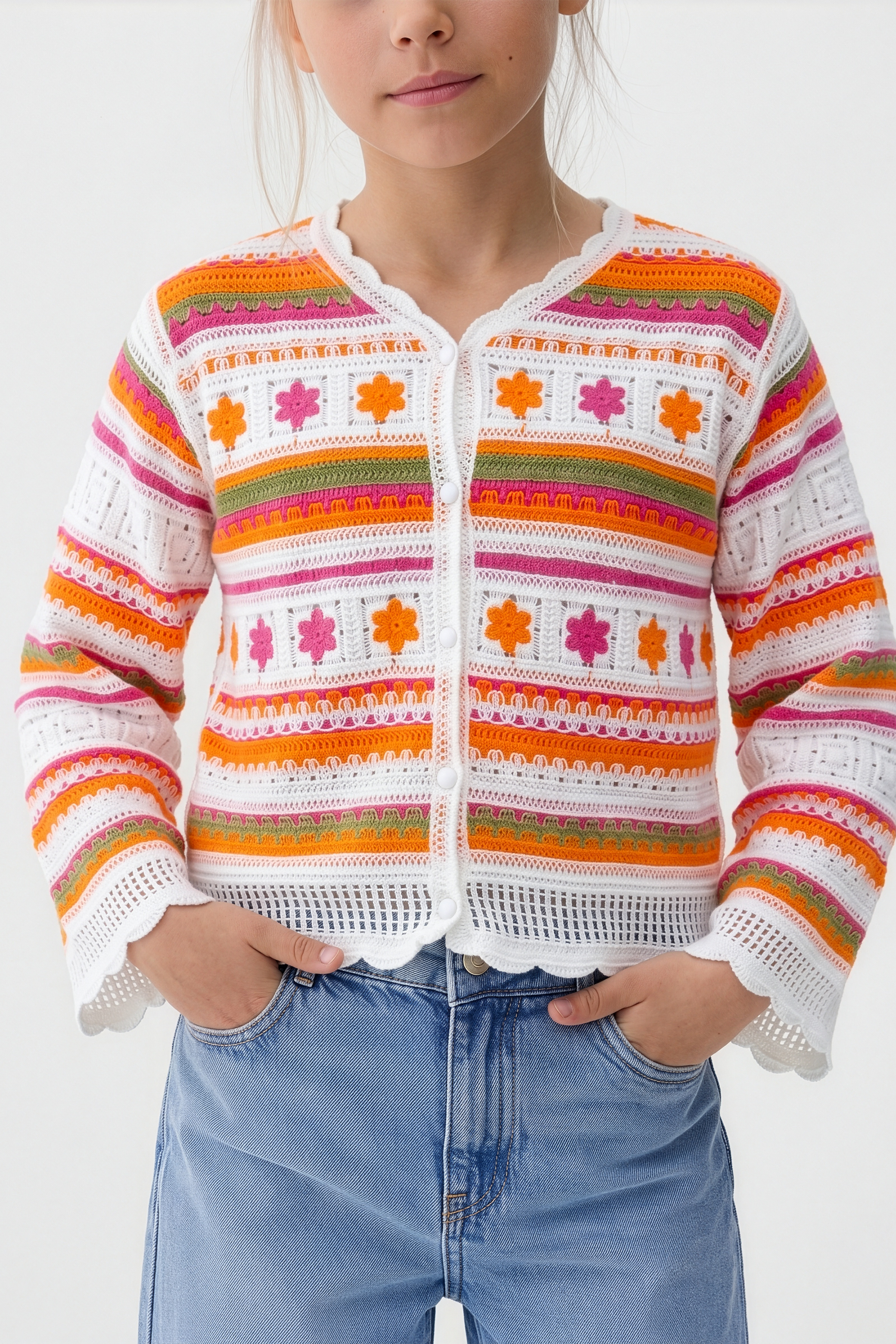 Flowy Turkish Orange Cardigan For Kids