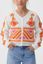 Orange Cardigan With Soft Details For Kids