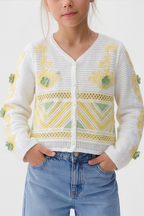 Canary Cardigan With Soft Details For Kids