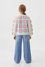 Delicate Pink Floral Cardigan For Kids
