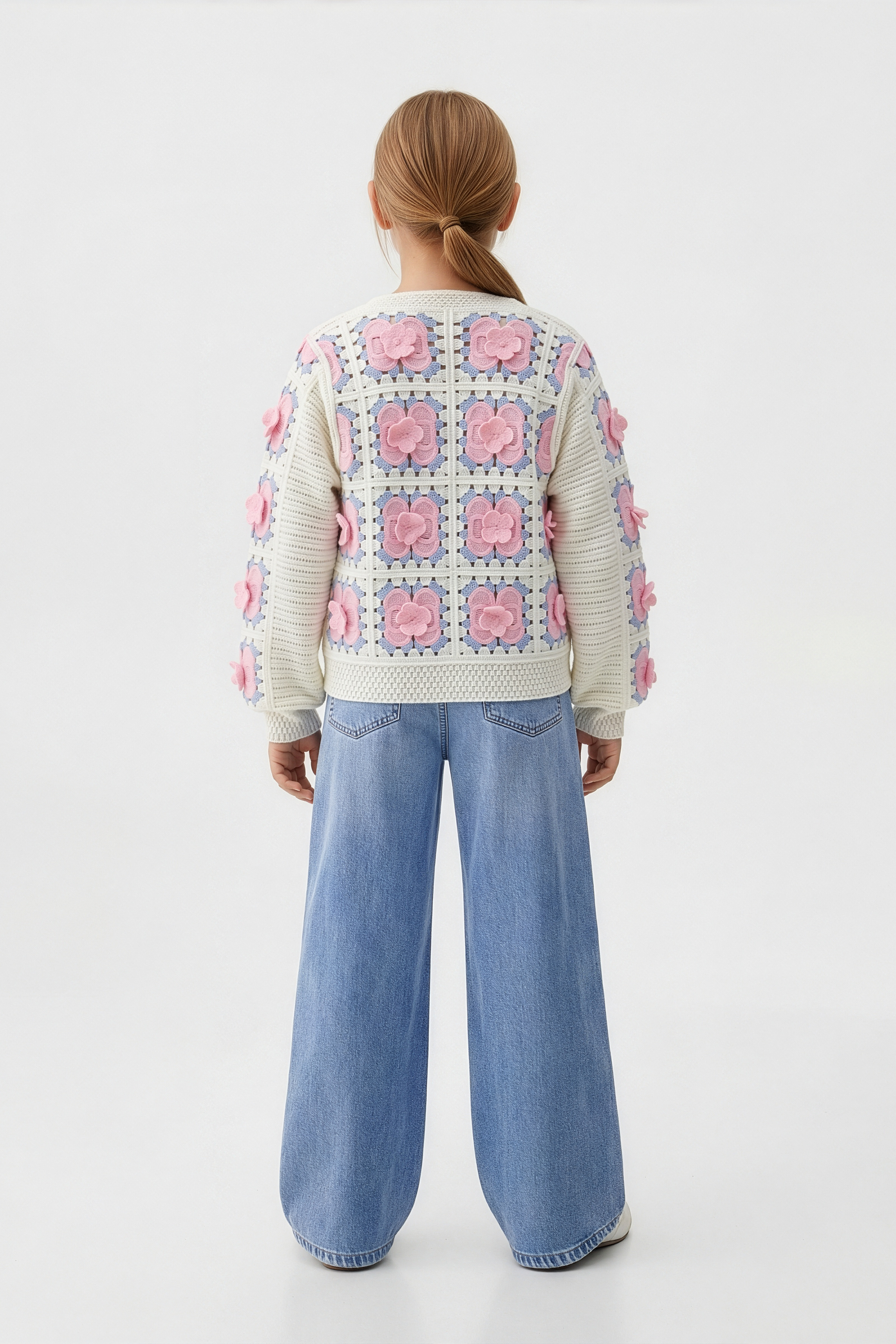 Delicate Pink Floral Cardigan For Kids
