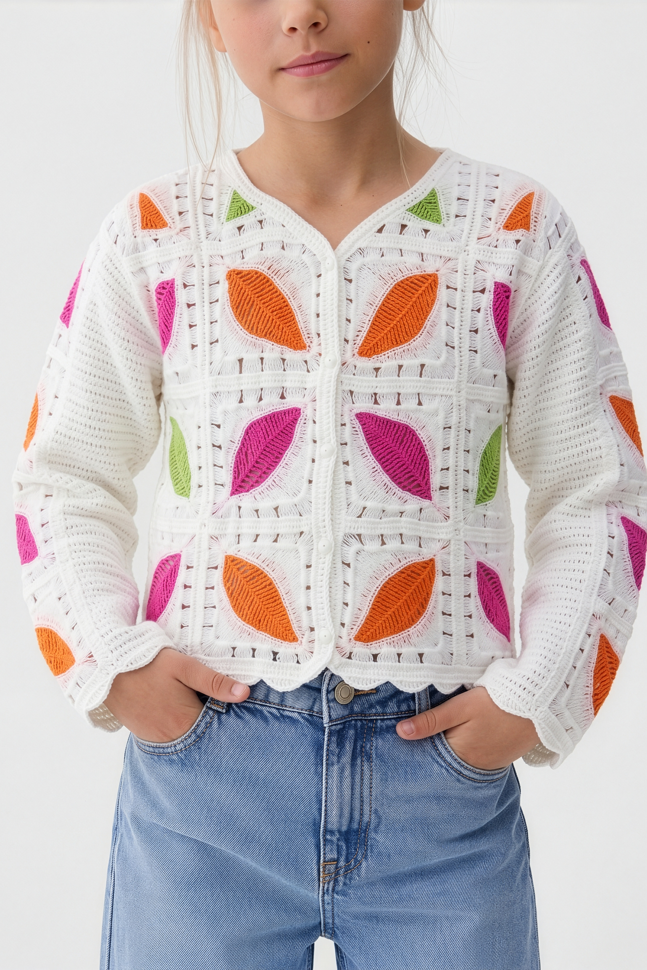 Feather Turkish Orange Cardigan For Kids
