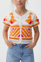 Orange Blouse With Soft Details For Kids