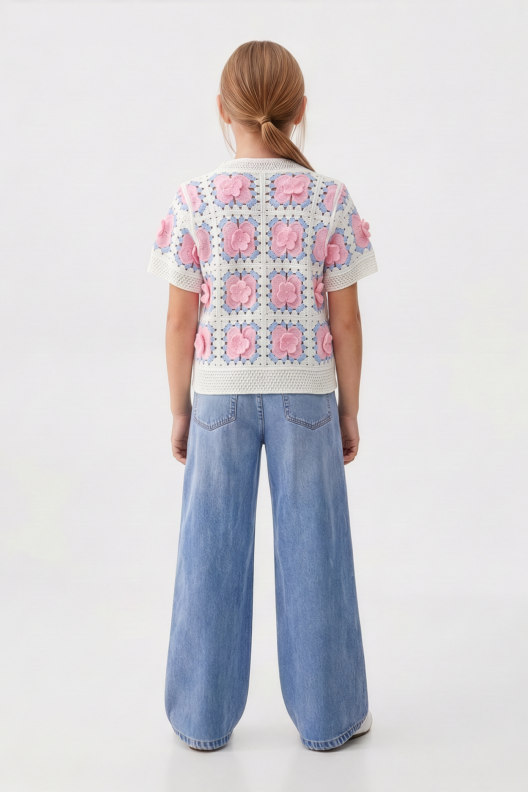 Delicate Pink Floral Blouse For Kids