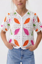 Feather Turkish Orange Blouse For Kids
