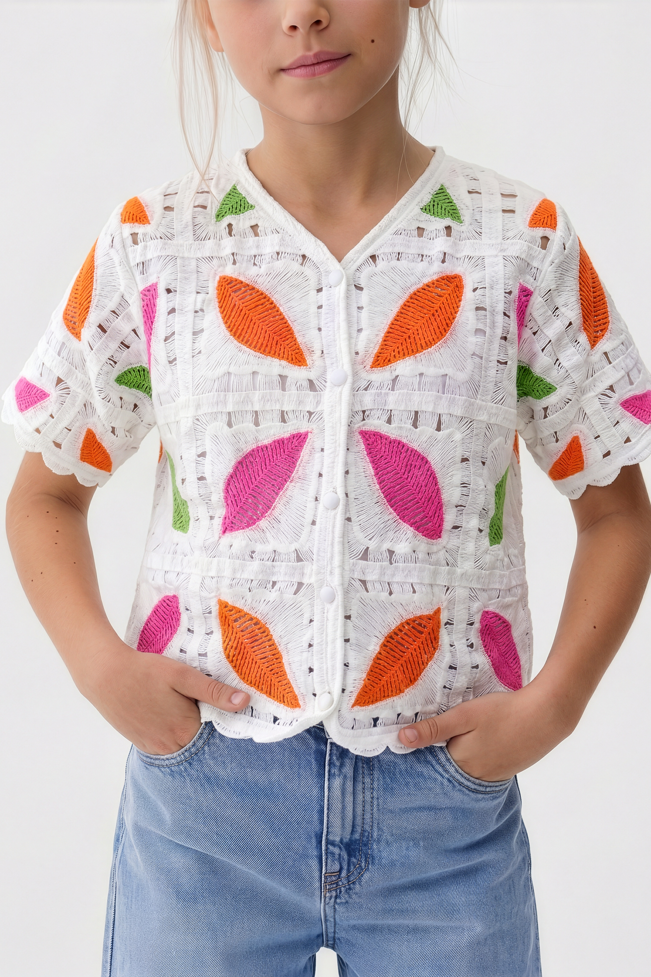 Feather Turkish Orange Blouse For Kids