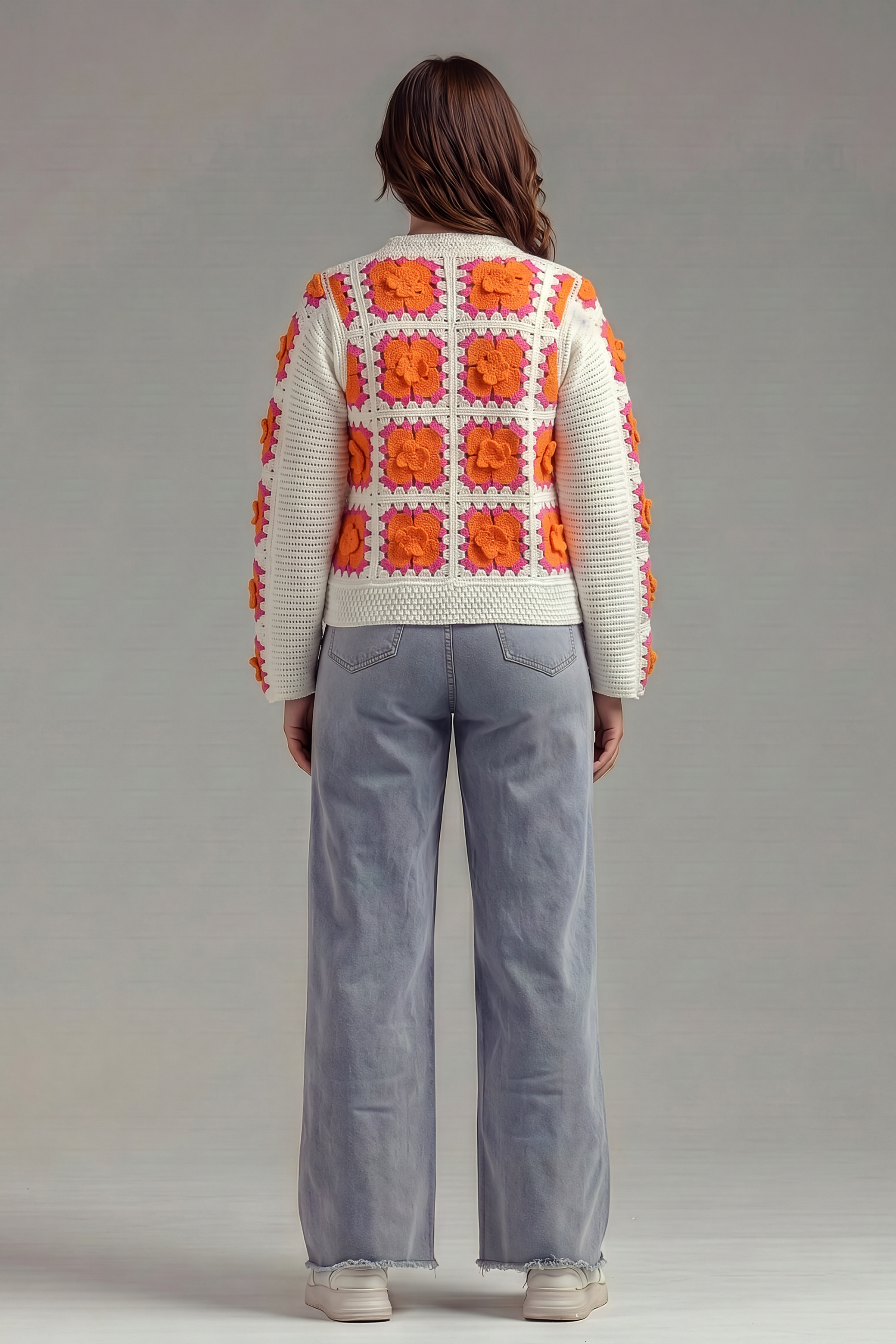 Delicate Orange Floral Cardigan
