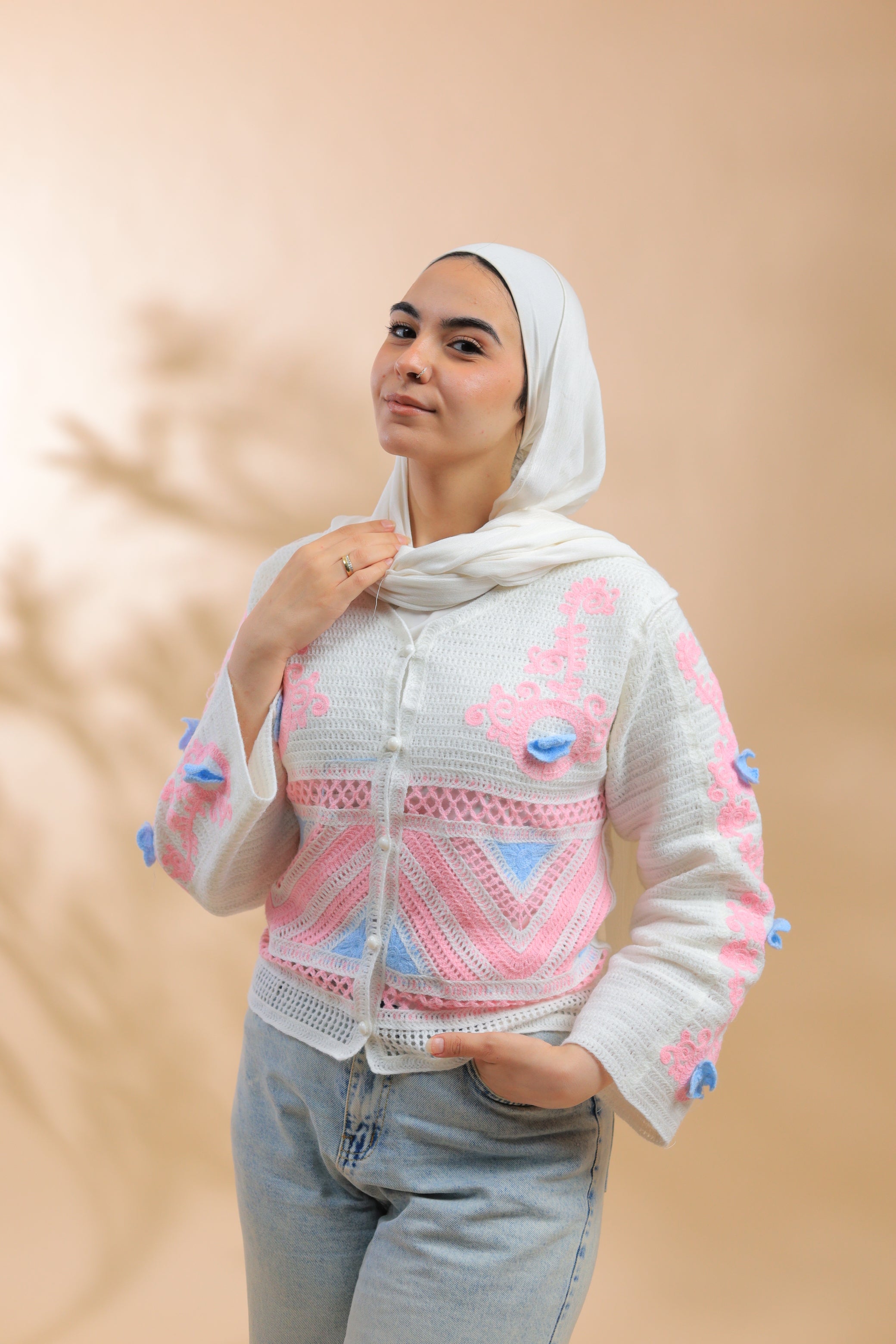 Pink Cardigan With Soft Details