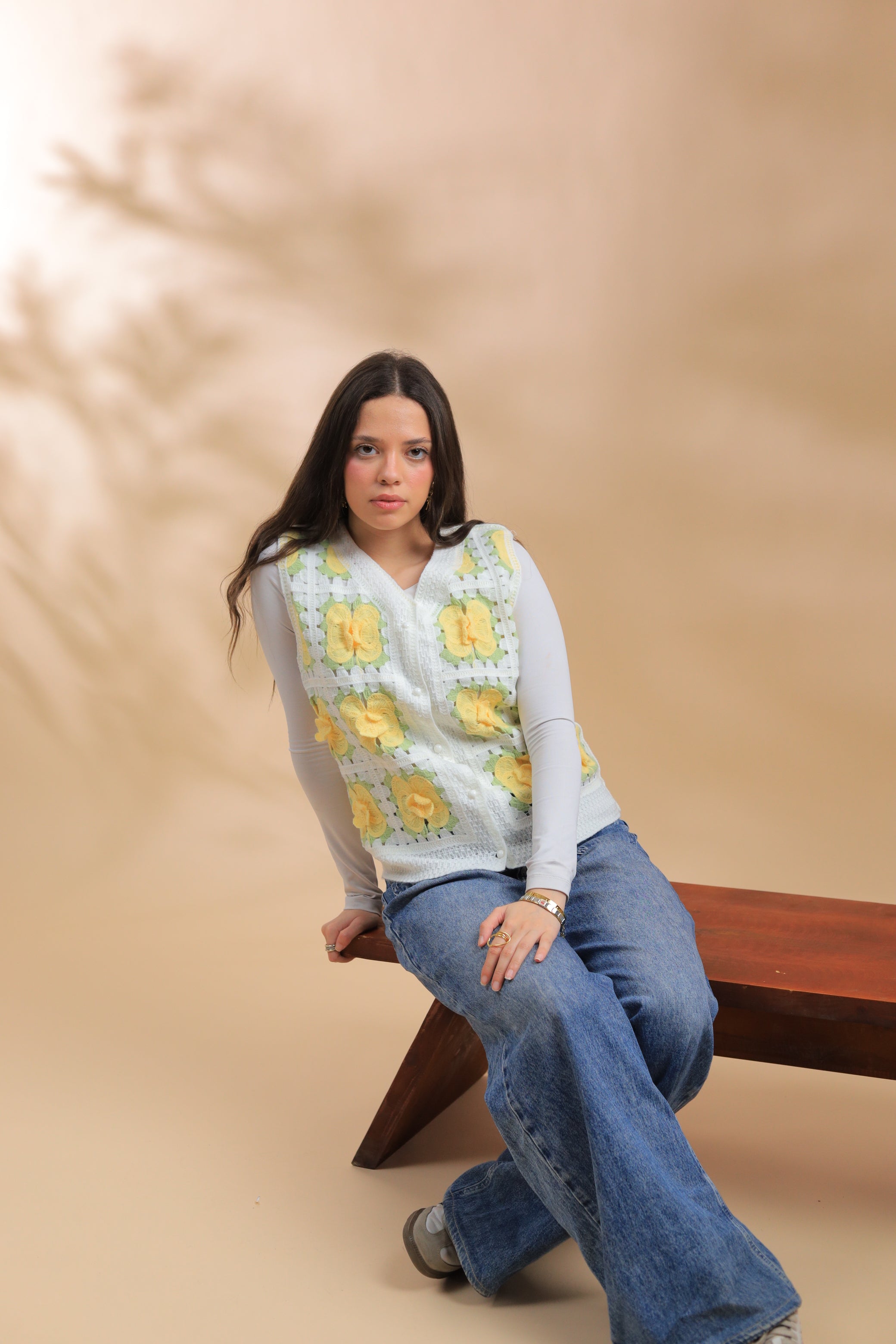Delicate Canary Floral Vest