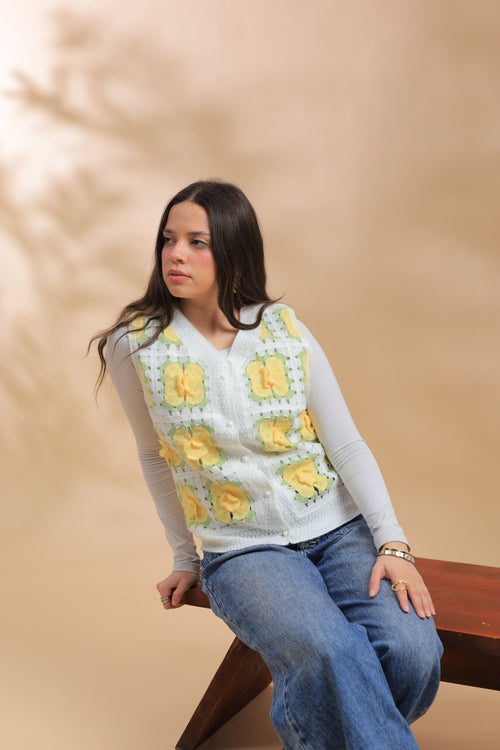 Delicate Canary Floral Vest