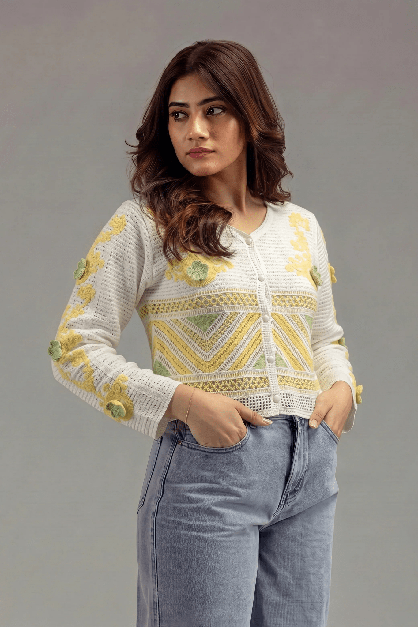 Canary Cardigan With Soft Details - hava