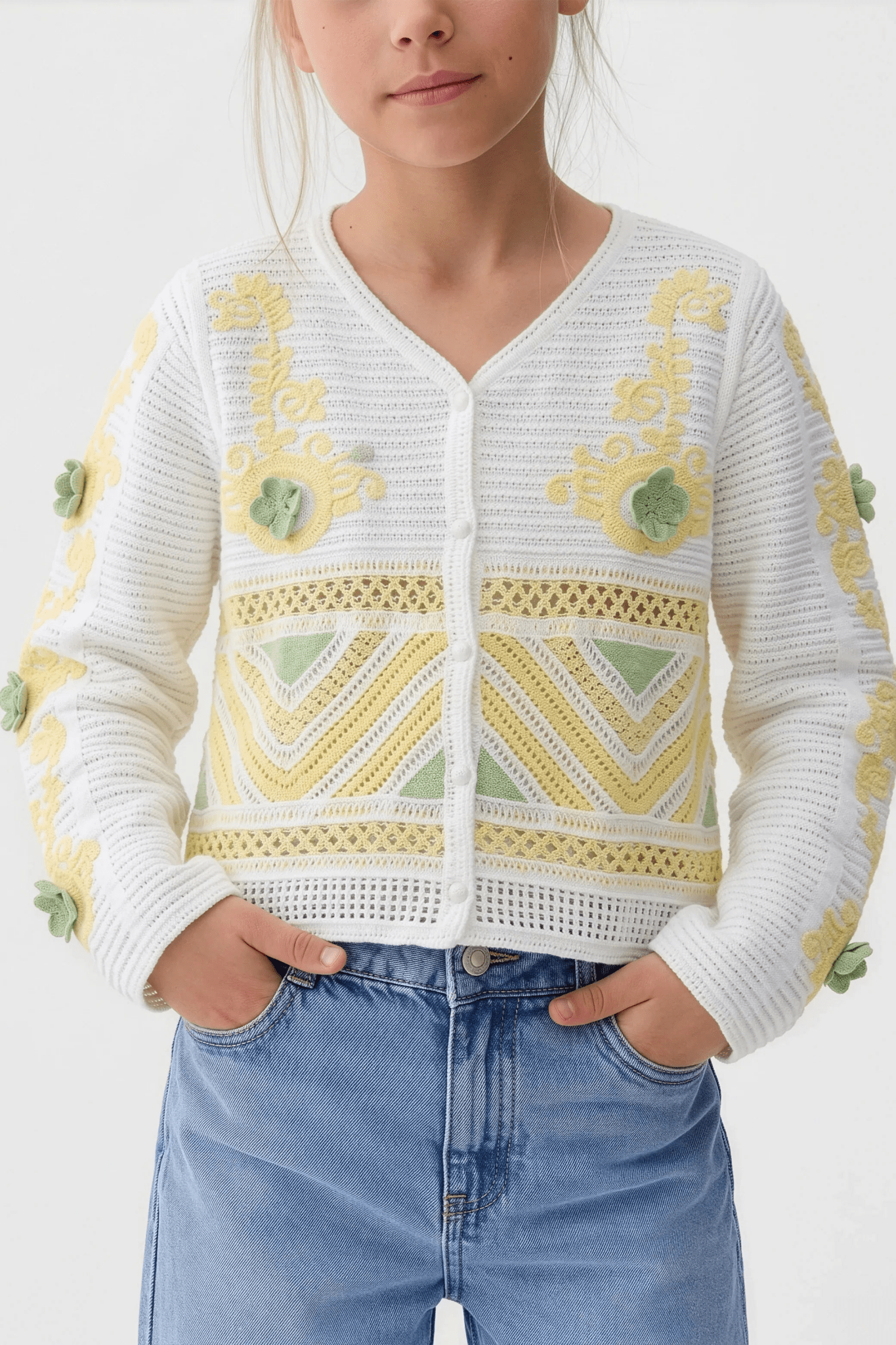 Canary Cardigan With Soft Details For Kids - hava