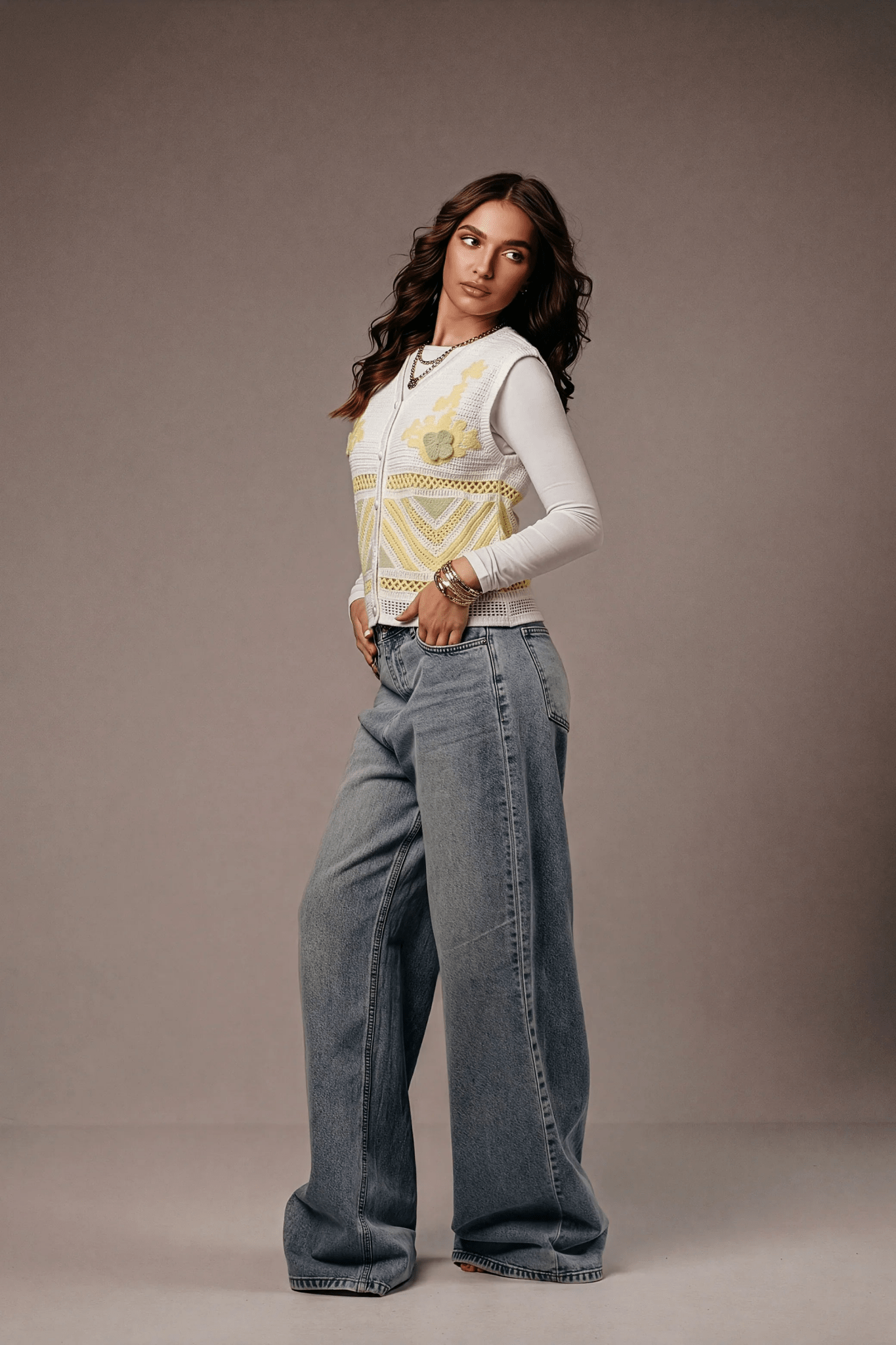Canary Vest With Soft Details - hava