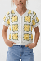 Delicate Canary Floral Blouse For Kids - hava