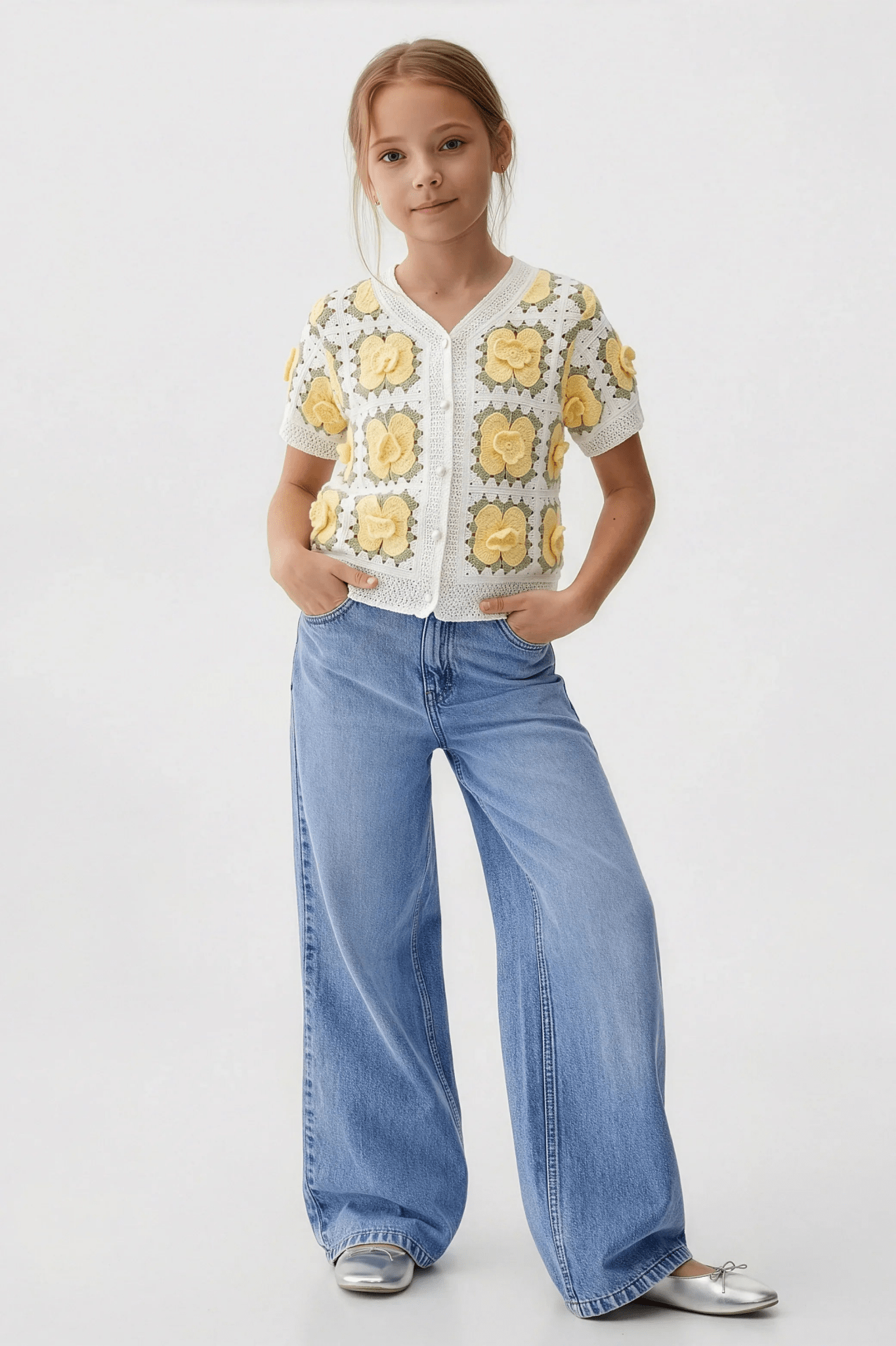 Delicate Canary Floral Blouse For Kids - hava