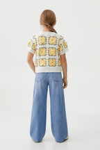 Delicate Canary Floral Blouse For Kids - hava