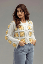 Delicate Canary Floral Cardigan - hava