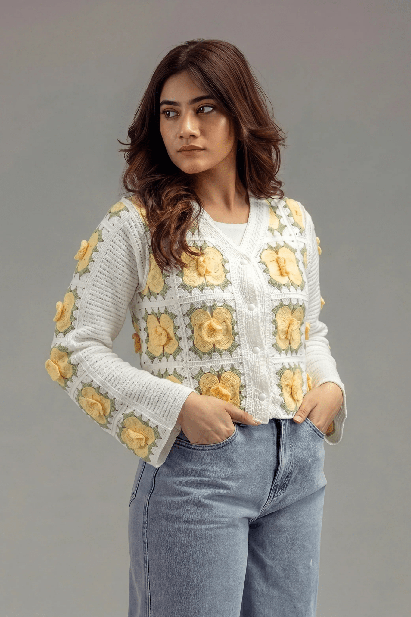 Delicate Canary Floral Cardigan - hava