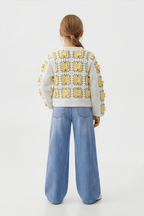 Delicate Canary Floral Cardigan For Kids - hava