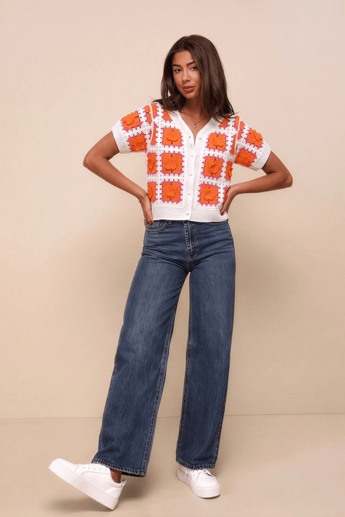 Delicate Orange Floral Blouse - hava