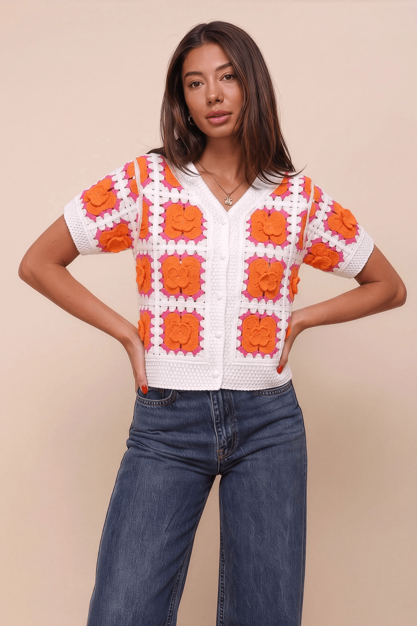 Delicate Orange Floral Blouse - hava