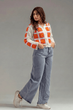 Delicate Orange Floral Cardigan - hava