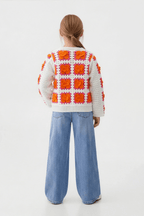 Delicate Orange Floral Cardigan For Kids - hava