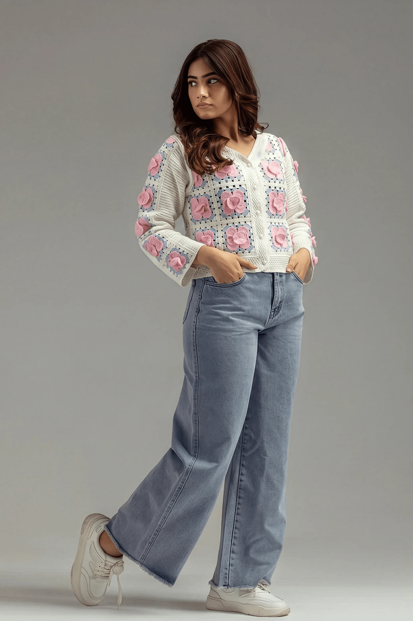 Delicate Pink Floral Cardigan - hava
