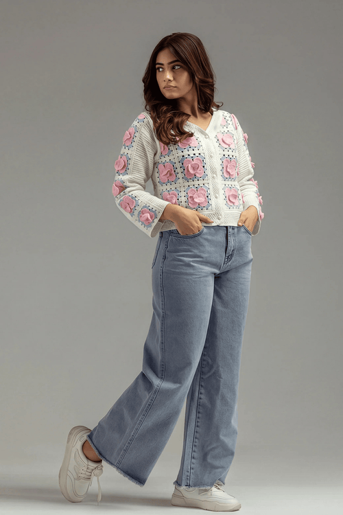 Delicate Pink Floral Cardigan - hava