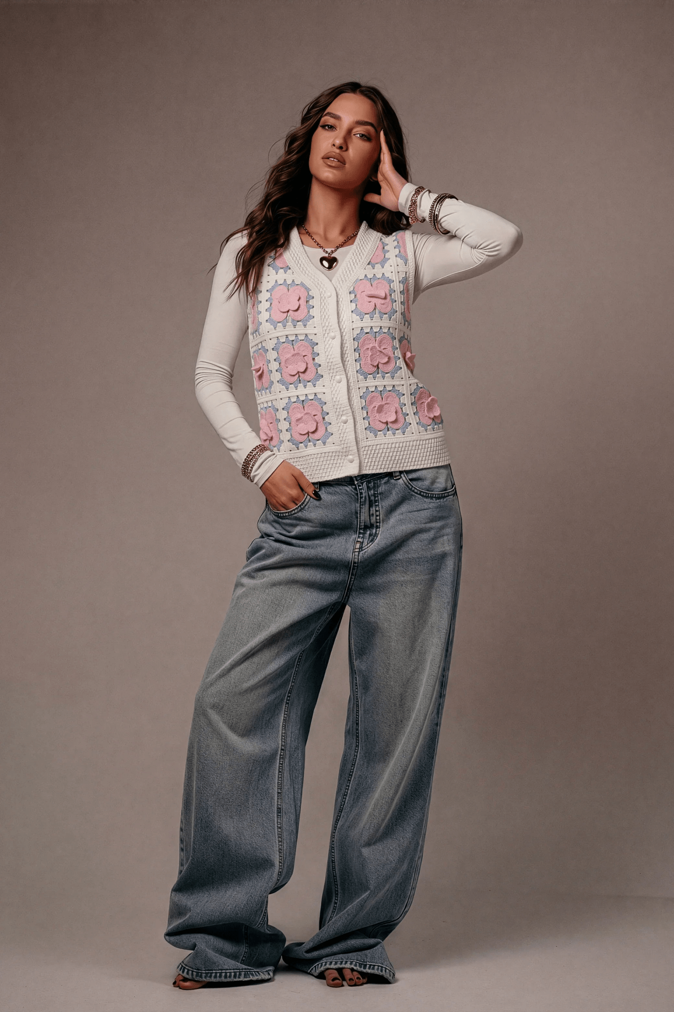 Delicate Pink Floral Vest - hava