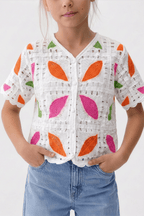 Feather Turkish Orange Blouse For Kids - hava