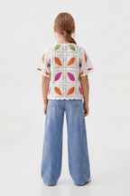 Feather Turkish Orange Blouse For Kids - hava