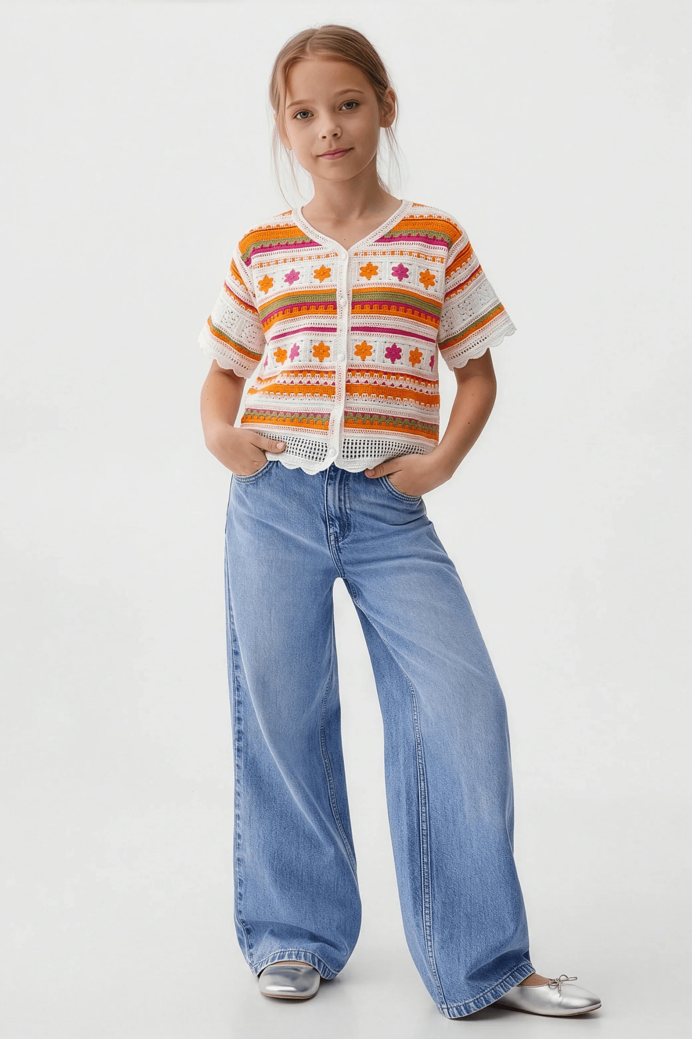Flowy Turkish Orange Blouse For Kids - hava