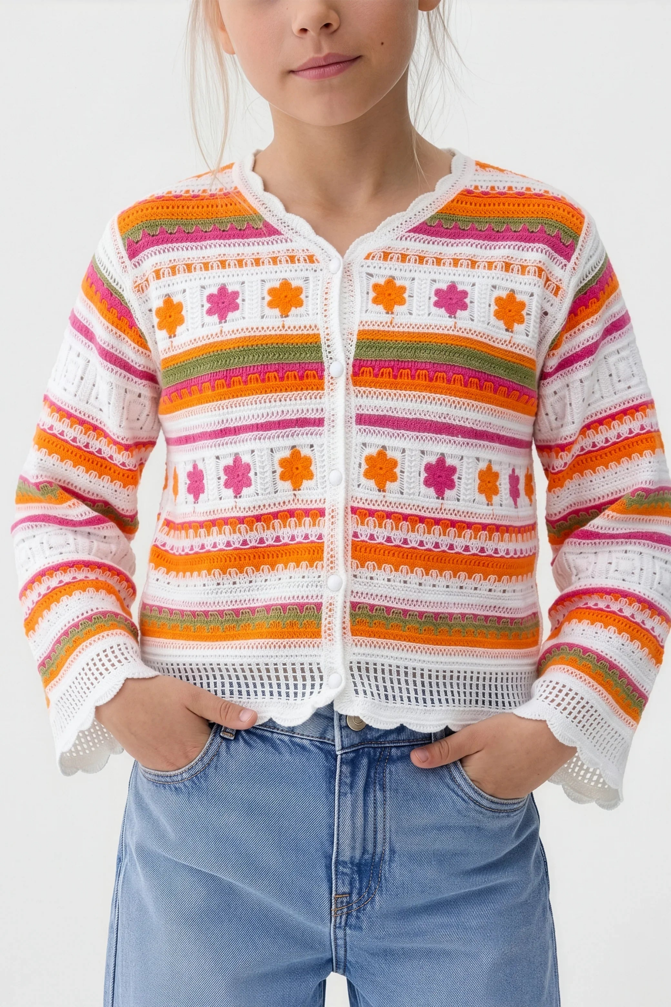 Flowy Turkish Orange Cardigan For Kids - hava