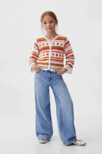 Flowy Turkish Orange Cardigan For Kids - hava