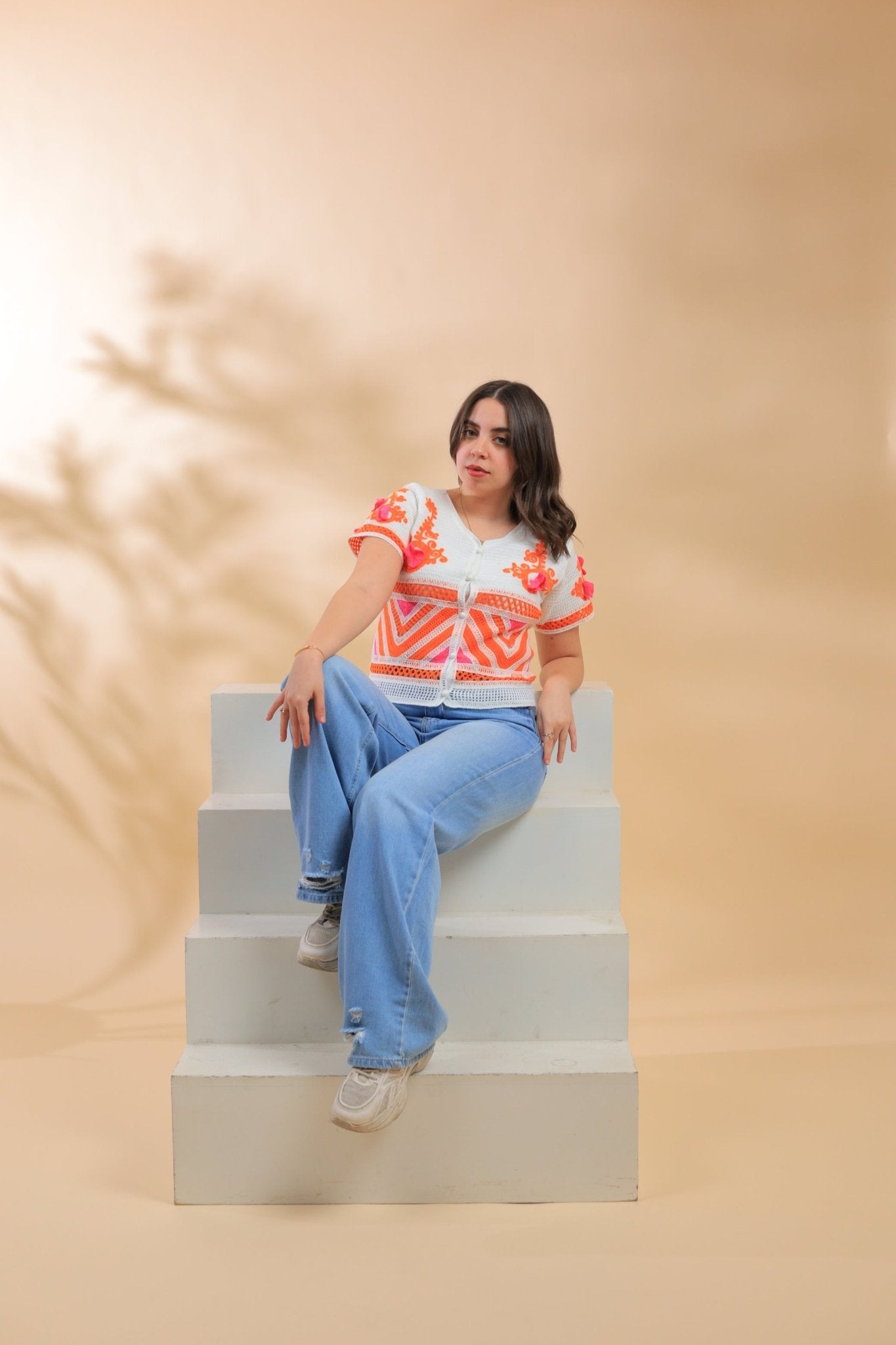 Oranage Blouse With Soft Details - hava