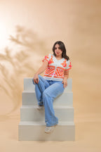 Oranage Blouse With Soft Details - hava