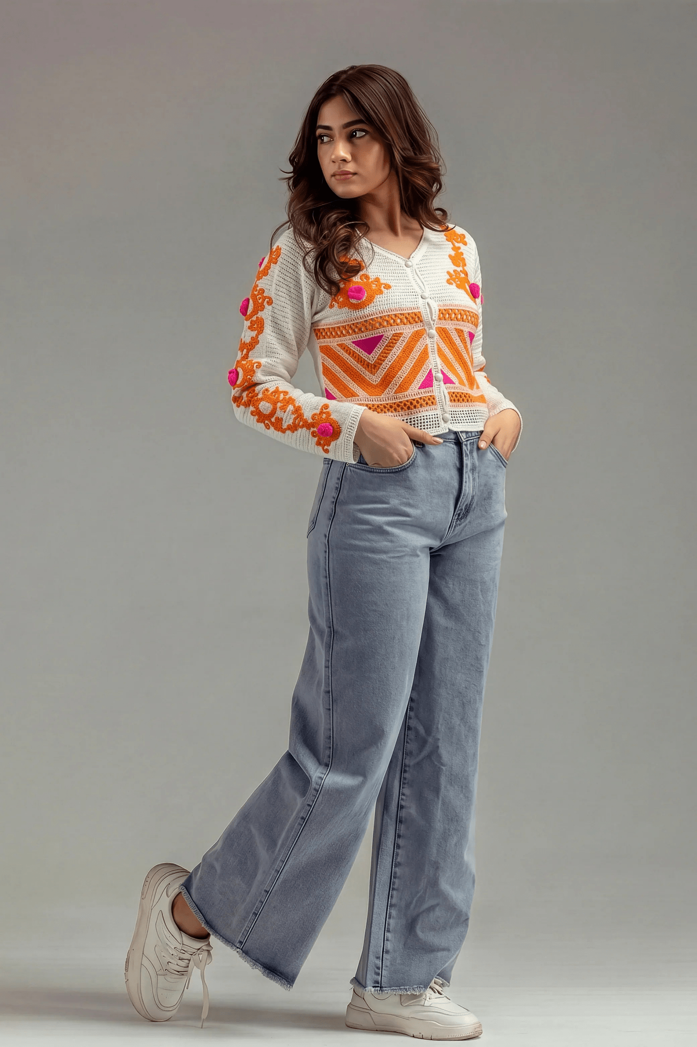 Oranage Cardigan With Soft Details - hava