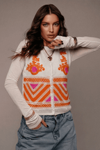 Orange Vest With Soft Details - hava