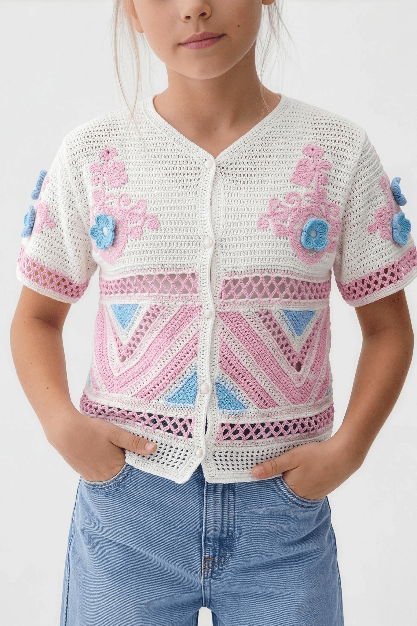 Pink Blouse With Soft Details For Kids - hava