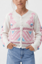 Pink Cardigan With Soft Details For Kids - hava
