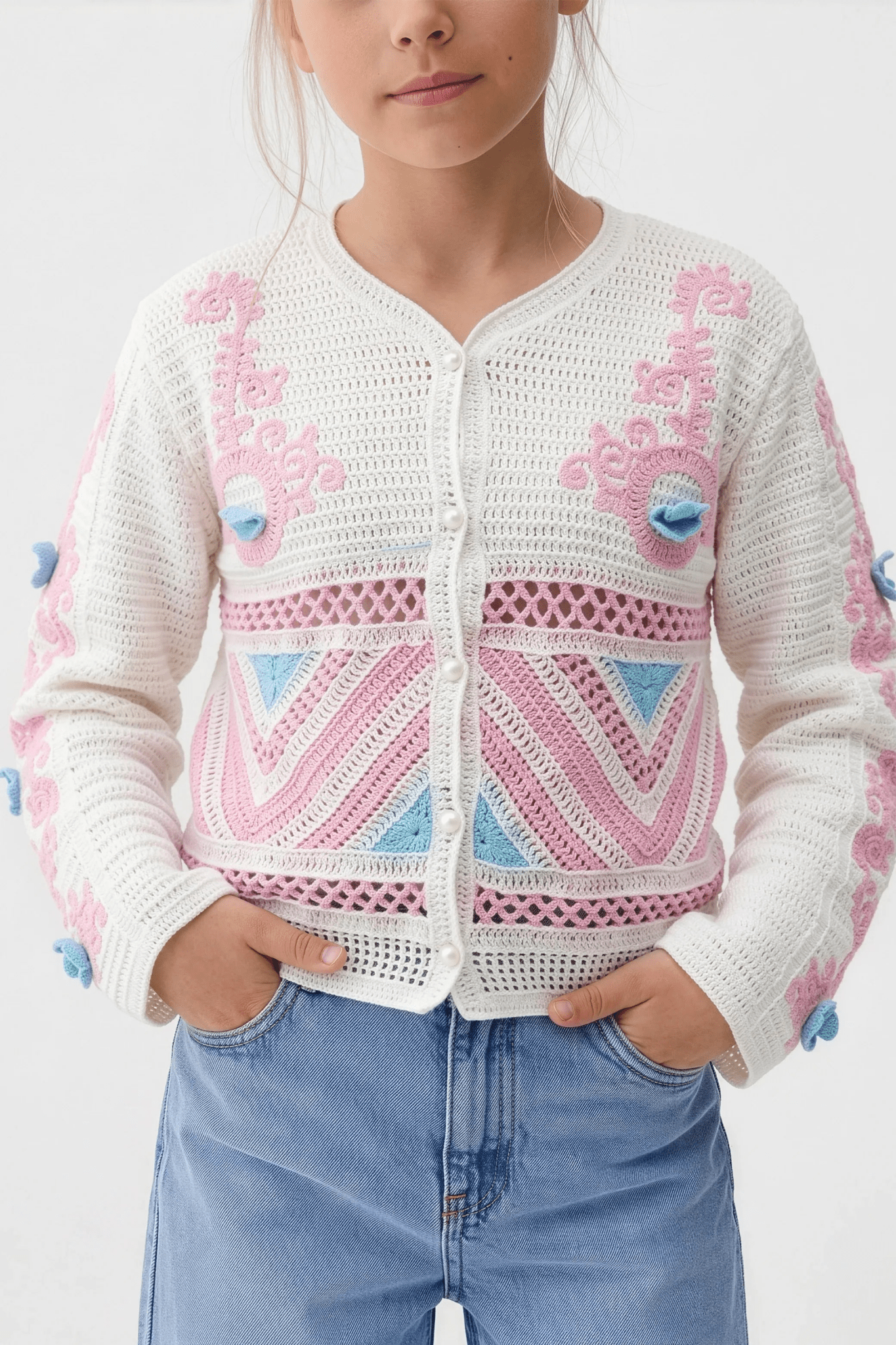 Pink Cardigan With Soft Details For Kids - hava