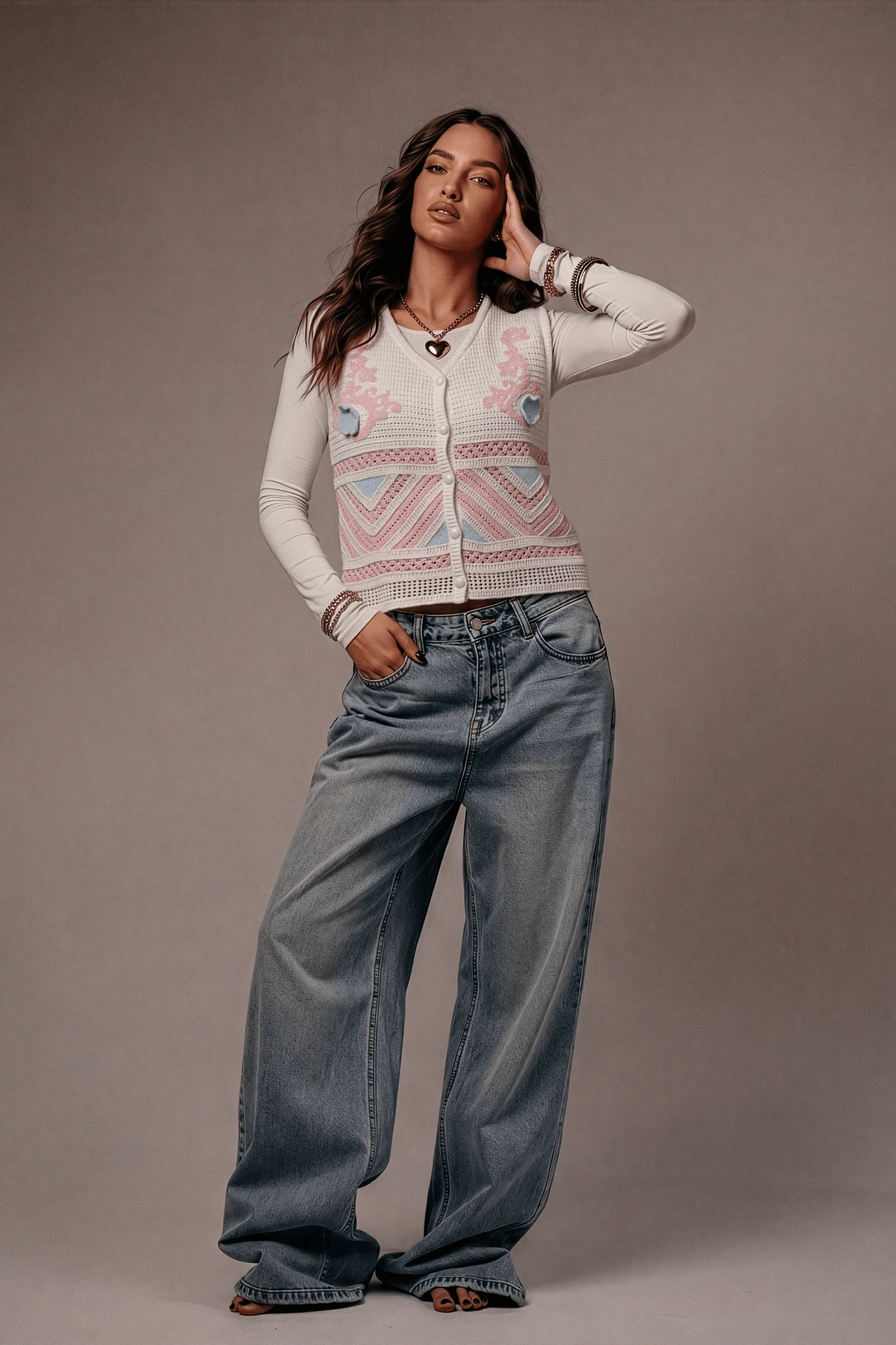 Pink Vest With Soft Details - hava
